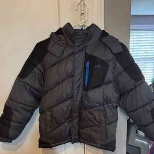 Stylish Kids' Black and Gray Puffer Jacket